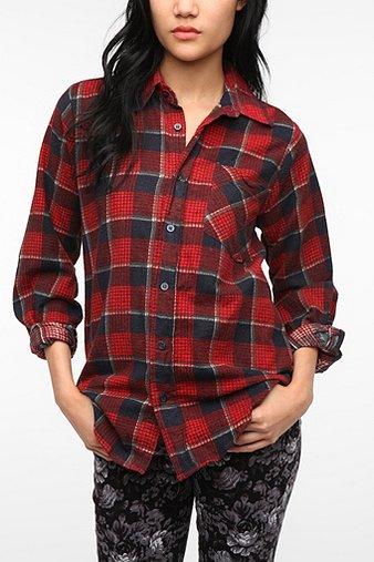 Urban Renewal Boyfriend Flannel Shirt - Red - M